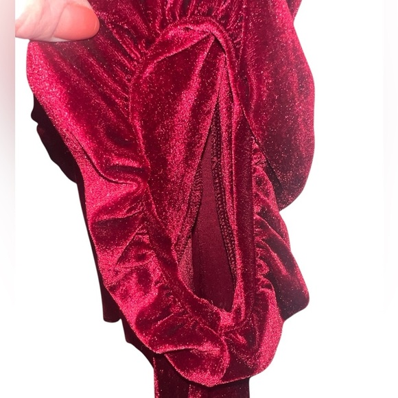 NWOT Free People Velvet Tie Front Detail Tee in Deep Red ♥️♥️ Size Small Holiday - Picture 4 of 8